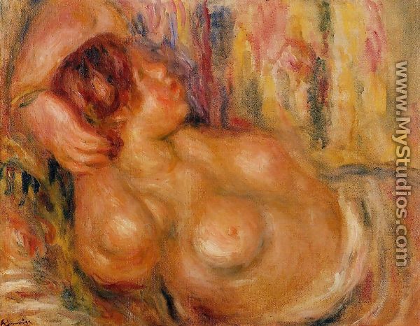 Femme A La Poitrine  Nue Endormie - Pierre Auguste Renoir