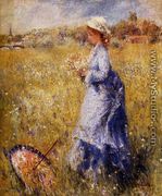Girl Gathering Flowers - Pierre Auguste Renoir