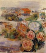Landscape  Flowers And Little Girl - Pierre Auguste Renoir