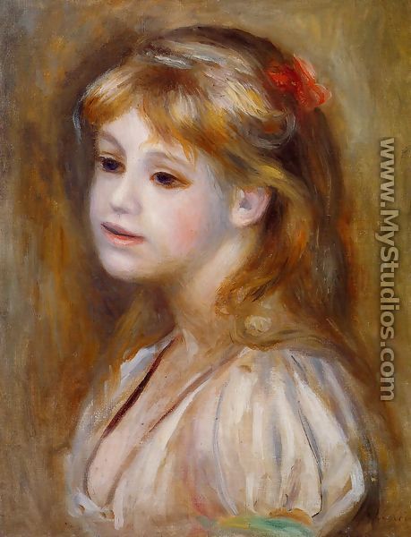 Little Girl With A Red Hair Knot - Pierre Auguste Renoir