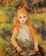 Little Girl With A Spray Of Flowers - Pierre Auguste Renoir