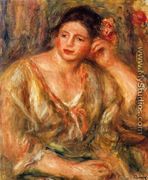 Madeleine Leaning On Her Elbow With Flowers In Her Hair - Pierre Auguste Renoir