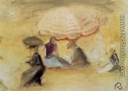 On The Beach  Figures Under A Parasol - Pierre Auguste Renoir