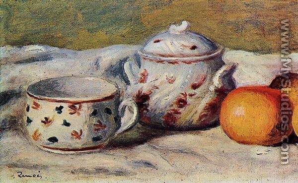 Still Life With Cup And Sugar Bowl - Pierre Auguste Renoir