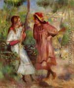 Two Girls In The Garden At Montmartre - Pierre Auguste Renoir