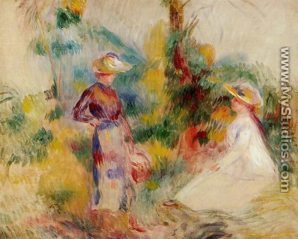 Two Women In A Garden2 - Pierre Auguste Renoir