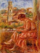 Woman At The Window With A View Of Nice - Pierre Auguste Renoir