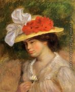 Woman In A Flowered Hat - Pierre Auguste Renoir