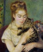Woman With A Cat - Pierre Auguste Renoir
