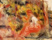 Young Girl Seated In A Garden - Pierre Auguste Renoir