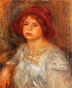 Young Girl Wearing A Red Hat - Pierre Auguste Renoir