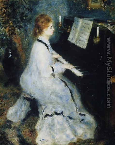 Young Woman At The Piano - Pierre Auguste Renoir