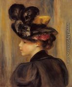 Young Woman Wearing A Black Hat - Pierre Auguste Renoir
