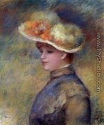 Young Woman Wearing A Hat - Pierre Auguste Renoir