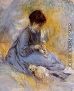 Young Woman With A Dog - Pierre Auguste Renoir