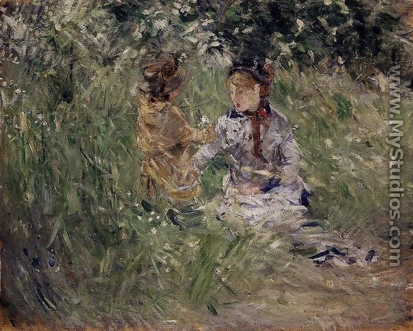 Julie With Pasie In The Garden At Bougival - Berthe Morisot
