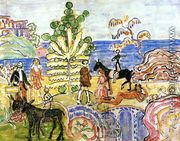 Fantasy Aka Fantasy With Flowers  Animals And Houses - Maurice Brazil Prendergast