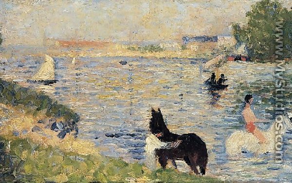 Horses In The Water - Georges Seurat