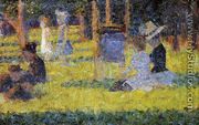 Woman Seated And Baby Carriage - Georges Seurat