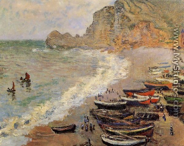 Beach At Etretat - Claude Oscar Monet