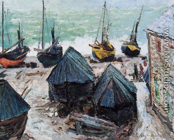 Boats On The Beach At Etretat2 - Claude Oscar Monet