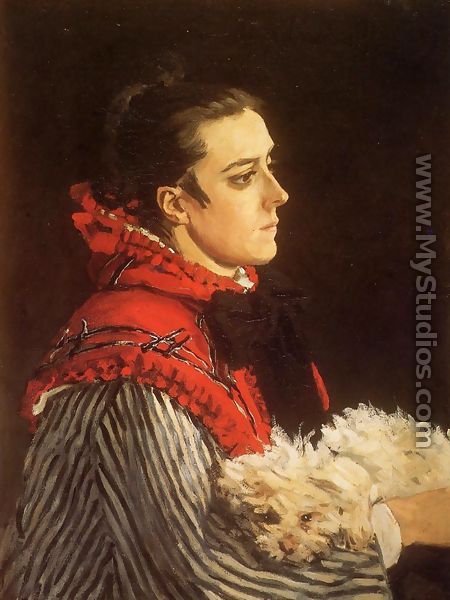 Camille With A Small Dog - Claude Oscar Monet