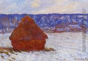 Grainstack In Overcast Weather  Snow Effect - Claude Oscar Monet