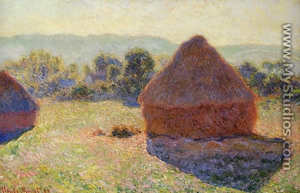 Grainstacks In The Sunlight  Midday - Claude Oscar Monet