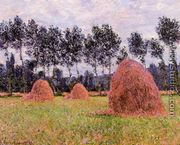 Haystacks  Overcast Day - Claude Oscar Monet