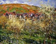 Plum Trees In Blossom At Vetheuil - Claude Oscar Monet