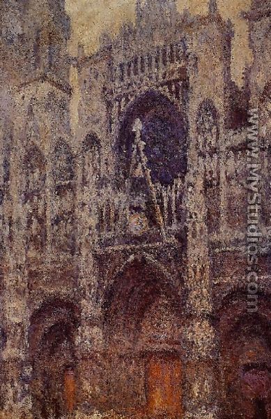 Rouen Cathedral  The Portal  Grey Weather - Claude Oscar Monet