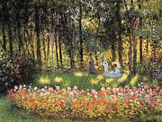 The Artists Family In The Garden - Claude Oscar Monet