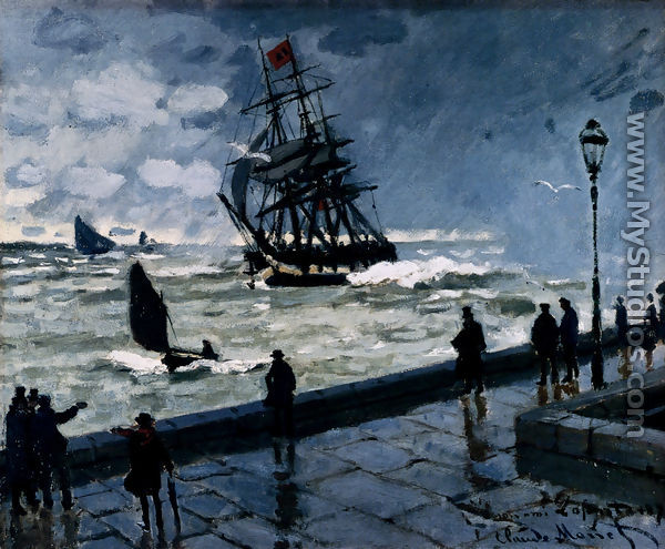 The Jetty Of Le Havre In Rough Westher - Claude Oscar Monet