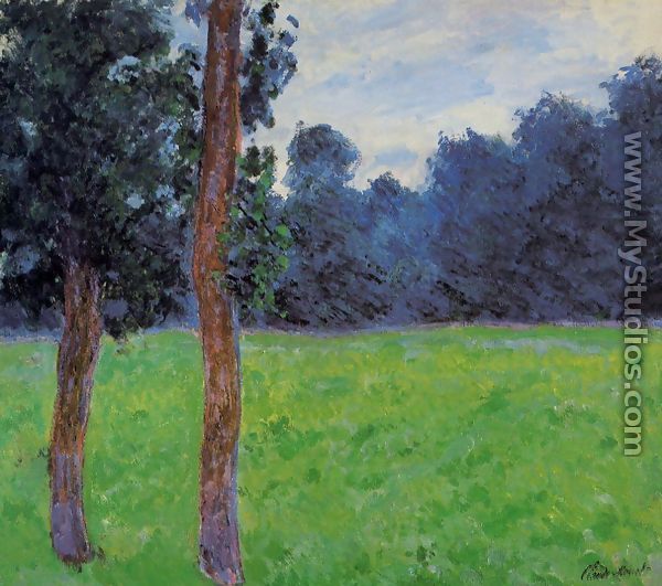 Two Trees In A Meadow - Claude Oscar Monet