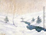 Woodland Stream In A Winter Landscape - John Henry Twachtman