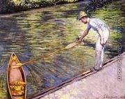Boater Pulling On His Perissoire - Gustave Caillebotte