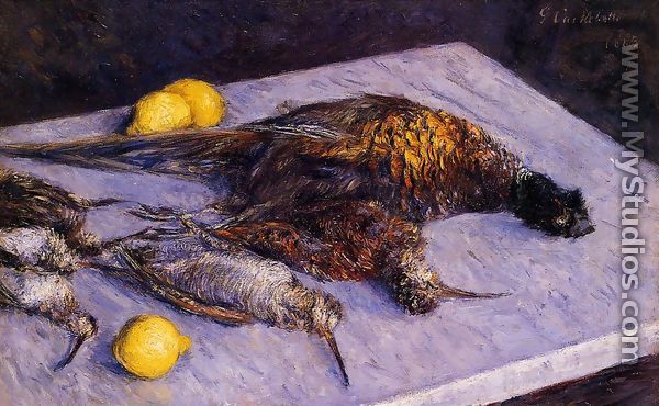 Pheasants And Woodcocks On A Marble Table - Gustave Caillebotte