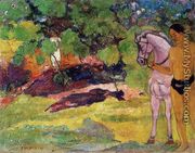 In The Vanilla Grove  Man And Horse Aka The Rendezvous - Paul Gauguin