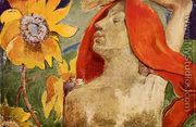 Redheaded Woman And Sunflowers - Paul Gauguin