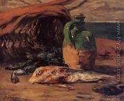 Still Life With Jug And Red Mullet - Paul Gauguin