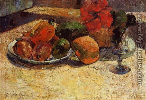 Still Life With Mangoes And Hisbiscus - Paul Gauguin