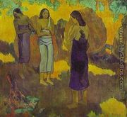 Three Tahitian Women Against A Yellow Background - Paul Gauguin