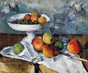 Compotier  Glass And Apples Aka Still Life With Compotier - Paul Cezanne