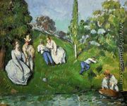 Couples Relaxing By A Pond - Paul Cezanne