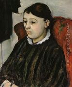 Madame Cezanne In A Striped Robe - Paul Cezanne