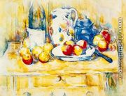 Still Life With Apples  A Bottle And A Milk Pot - Paul Cezanne