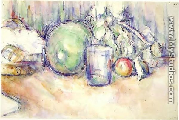 Still Life With Green Melon - Paul Cezanne