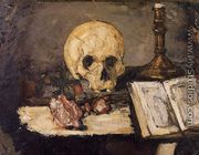 Still Life With Skull And Candlestick - Paul Cezanne