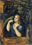 Woman With Parrot - Paul Cezanne