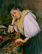 Young Italian Girl Resting On Her Elbow - Paul Cezanne